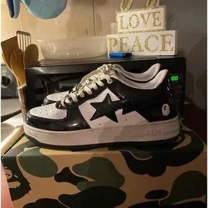 Bapesta (b/w) A Bathing Ape Bape Sta Low Black/White Mens Size 11 | eBay main image 4